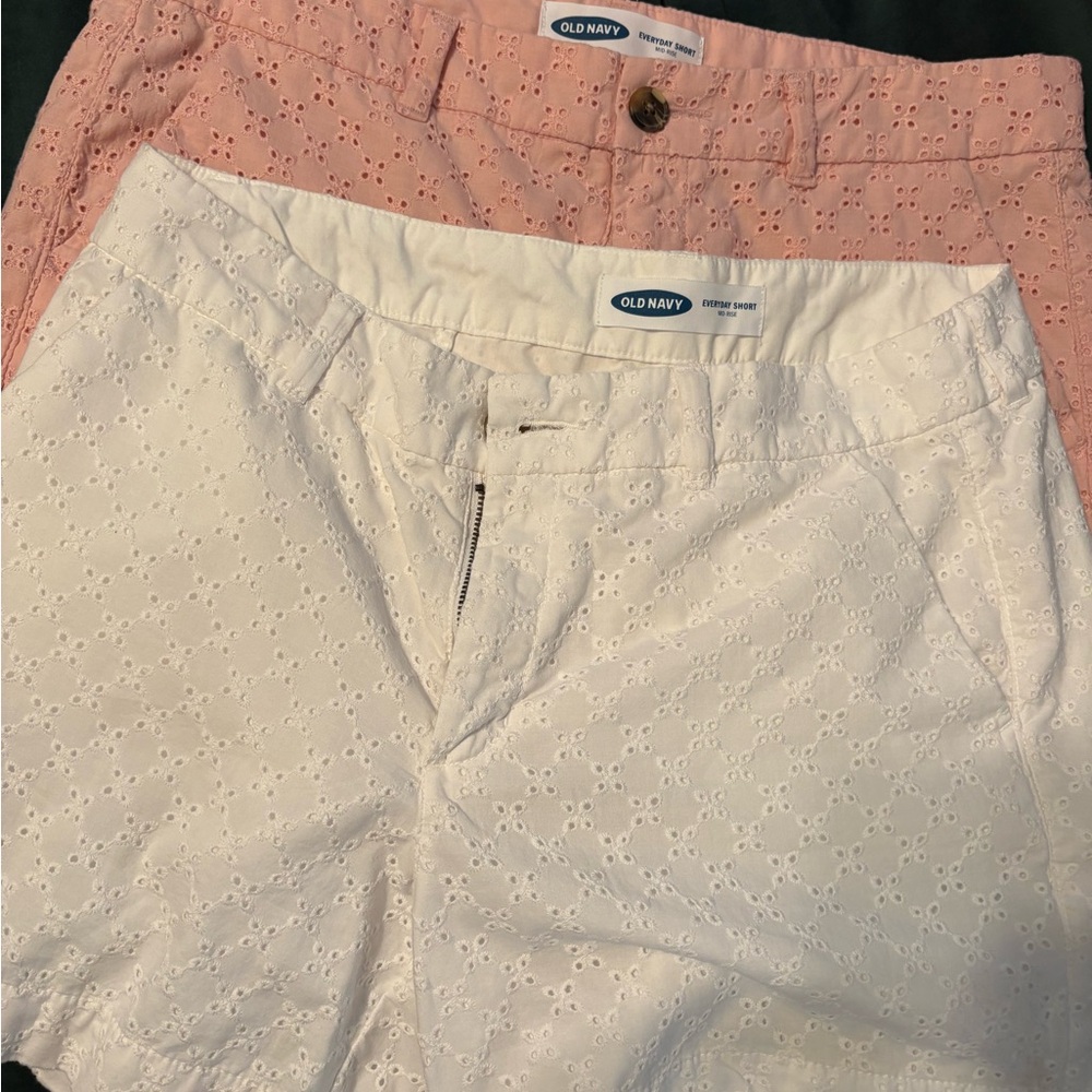 Old Navy Women's Eyelet Shorts - White and Pink
